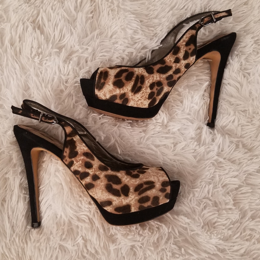 Sam Edelman Leopard Open Toe Slingbacks - Picture 11 of 15